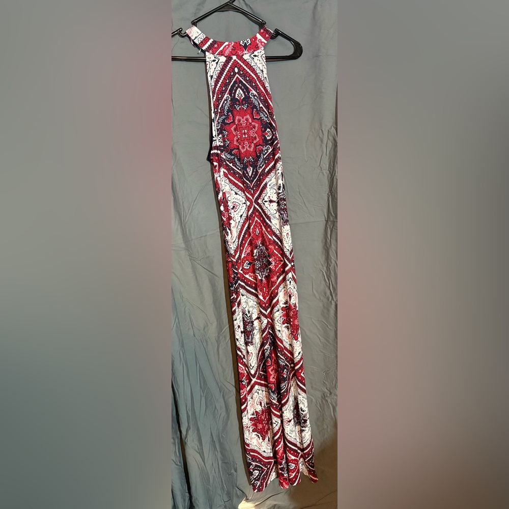 VENUS Red and White Maxi Dress